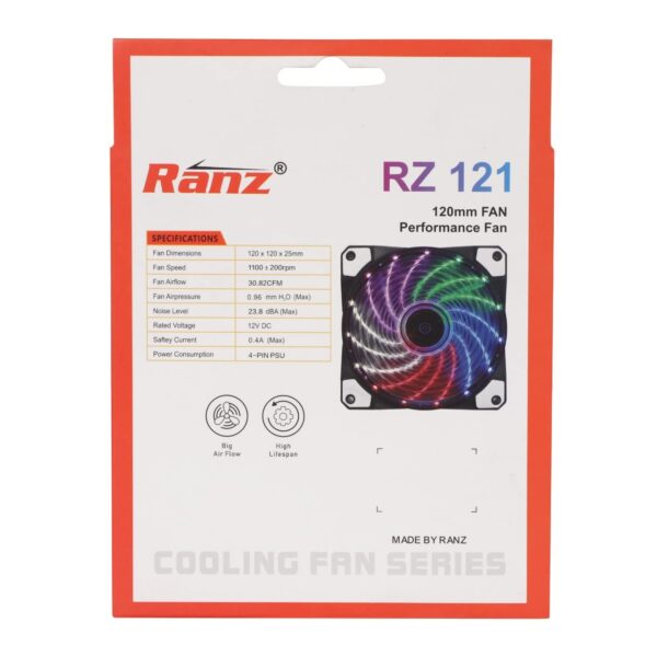 Ranz RZ 121 RGB Cooler Case Fan For PC 1200 RPM , RGB Gaming PC Fan Cooler  (Multicolor) - Image 3